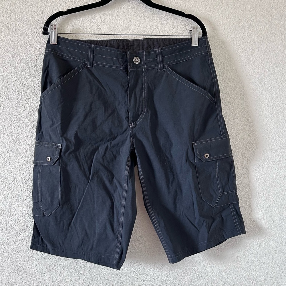 Kuhl Nylon Men’s Cargo Shorts 32 Gray Hiking Camping “Born In The Mountains”